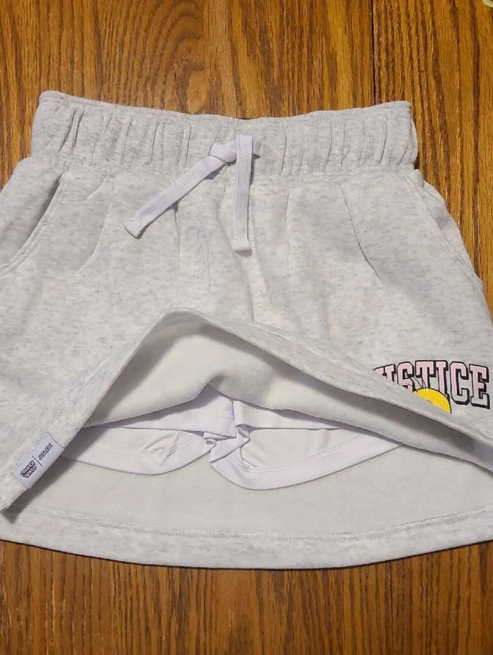 Justice NWT Light Grey Tweety Drawstring Skirt with Logo - 7/8
